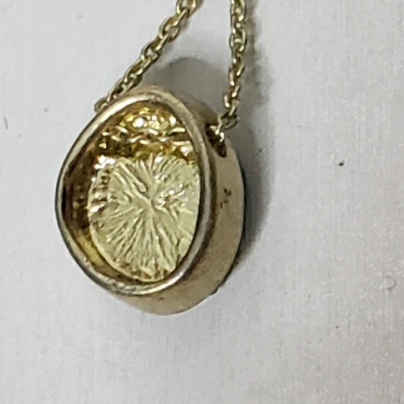 Necklace Druzy Green Gold-tone Pendant Choker Short - Picture 6 of 10